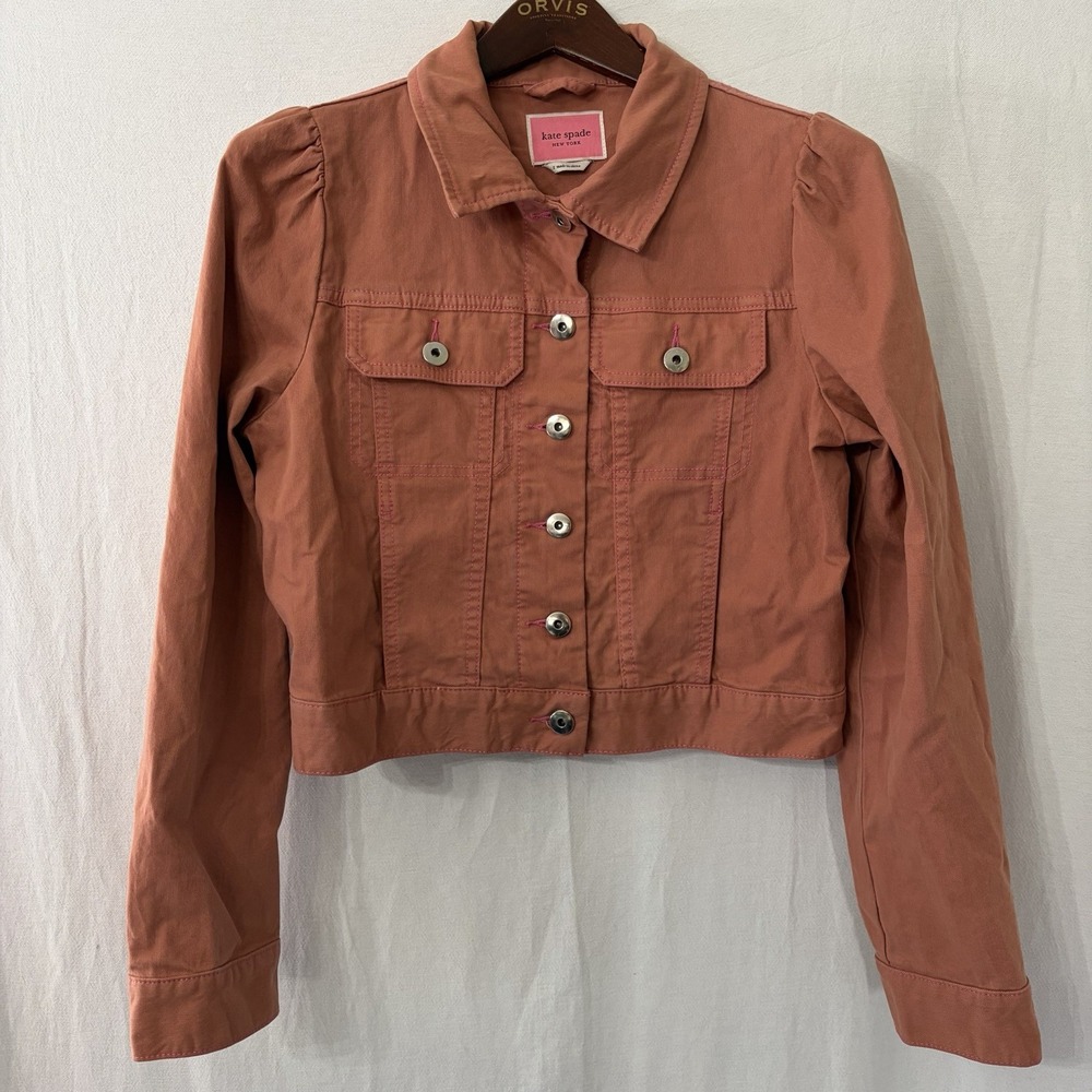 Kate Spade New York Size Small Burnt Pink Jacket 100 Percent Cotton‎ Euc